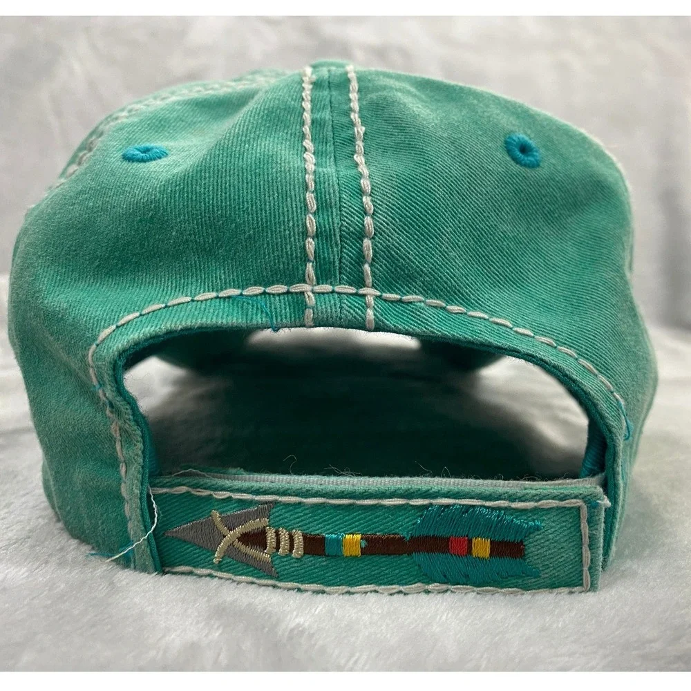 KBETHOS Baseball Cap Adult OSFM Aqua Blue Born Free Distressed Tribal Arrow Hat
